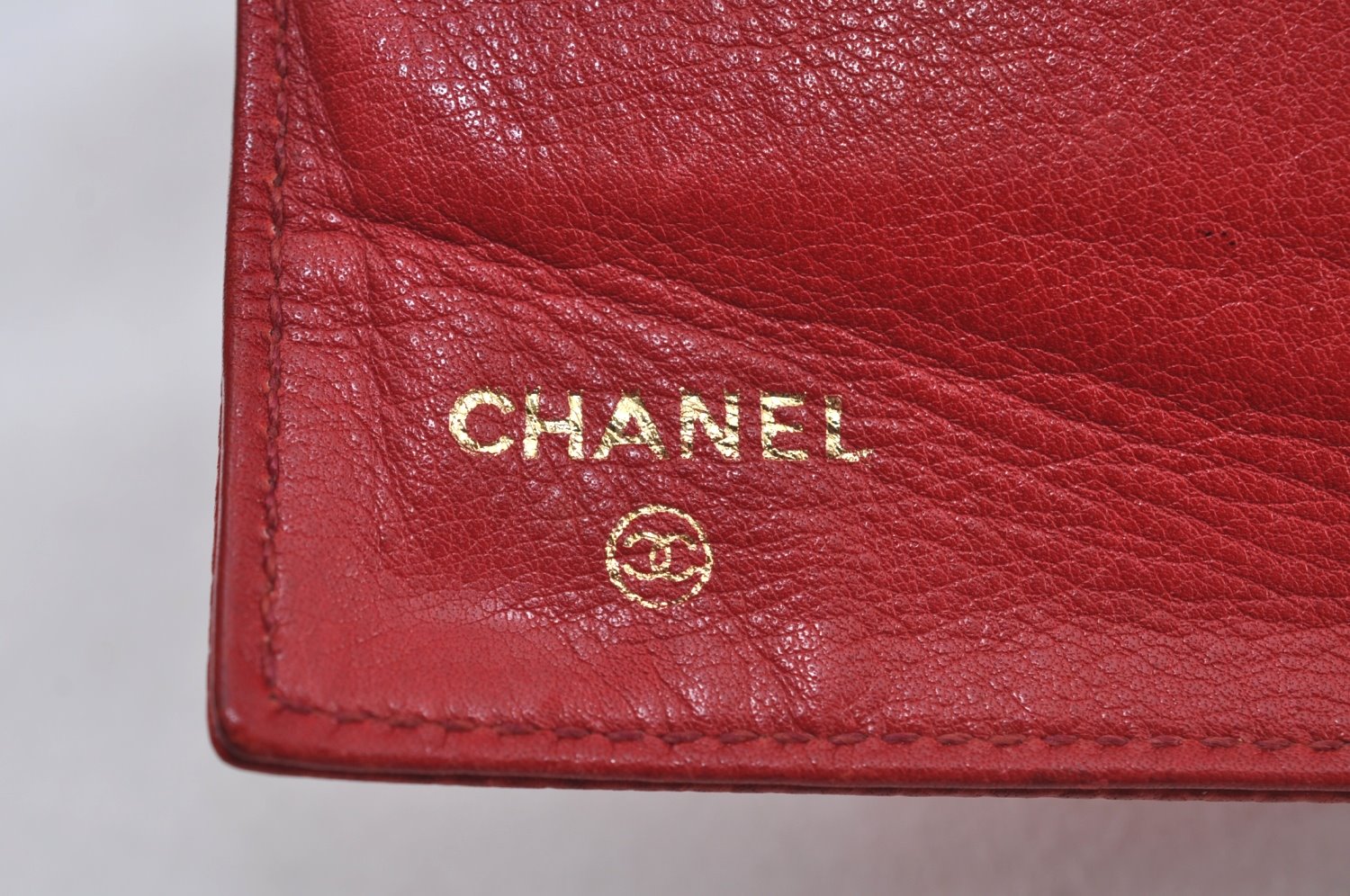 Authentic CHANEL Caviar Skin CC Logo Long Wallet Purse Red White 2Set K7730