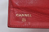 Authentic CHANEL Caviar Skin CC Logo Long Wallet Purse Red White 2Set K7730
