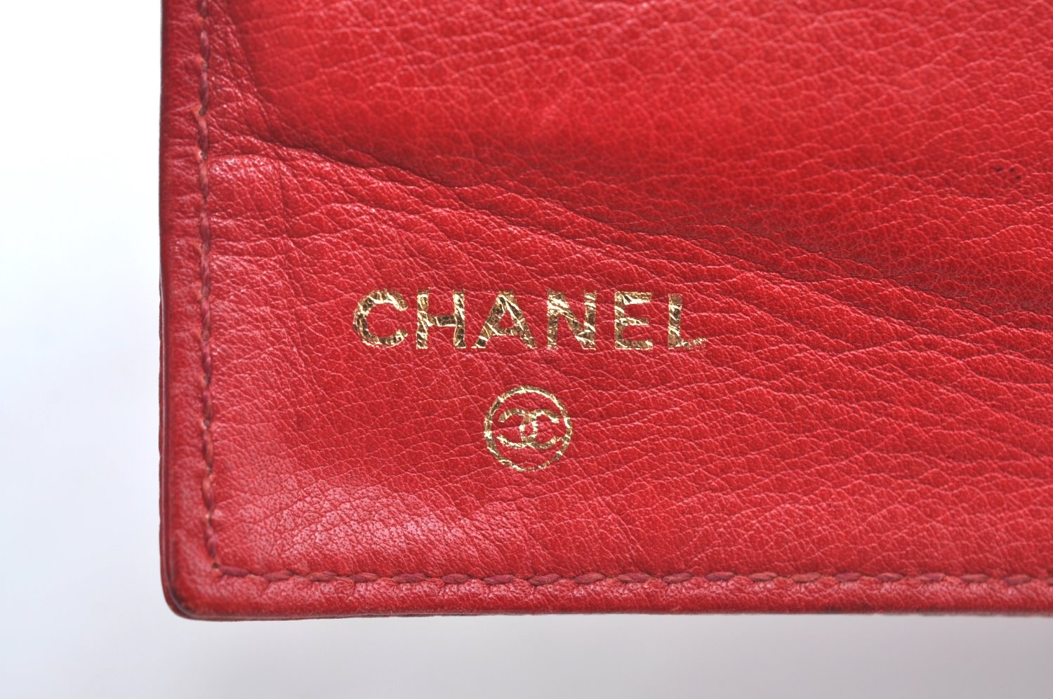 Authentic CHANEL Caviar Skin CoCo Mark Long Wallet Purse Red White 2Set K7730