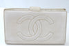 Authentic CHANEL Caviar Skin CC Logo Long Wallet Purse Red White 2Set K7730