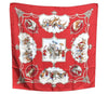 Authentic HERMES Carre 90 Scarf "LES CHEVAUX DES MOGHOLS" Silk Red K7735