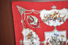 Authentic HERMES Carre 90 Scarf "LES CHEVAUX DES MOGHOLS" Silk Red K7735