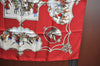 Authentic HERMES Carre 90 Scarf "LES CHEVAUX DES MOGHOLS" Silk Red K7735