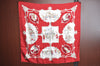 Authentic HERMES Carre 90 Scarf "LES CHEVAUX DES MOGHOLS" Silk Red K7735