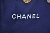 Authentic CHANEL Scarf Jewelry Motif Silk Navy Blue K7746
