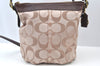 Authentic COACH Signature Shoulder Cross Body Bag Canvas Leather Brown K7751