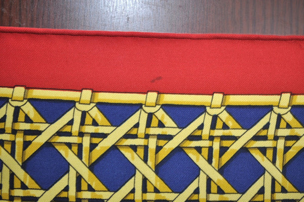 Authentic HERMES Carre 90 Scarf "FEUX DE ROUTE" Silk Red K7752