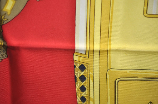 Authentic HERMES Carre 90 Scarf "FEUX DE ROUTE" Silk Red K7752