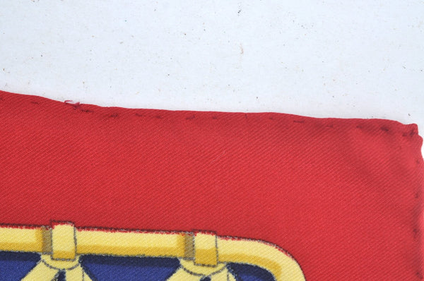 Authentic HERMES Carre 90 Scarf "FEUX DE ROUTE" Silk Red K7752