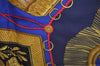 Authentic HERMES Carre 90 Scarf "Paste et Bavalerie" Silk Navy K7774