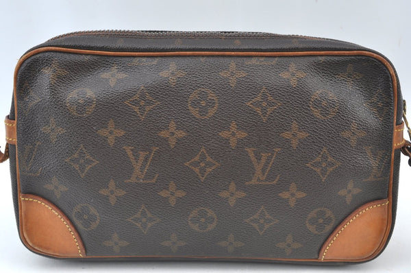 Authentic Louis Vuitton Monogram Marly Dragonne Clutch Hand Bag Old Model K7791