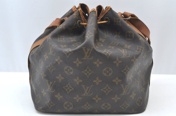 Authentic Louis Vuitton Monogram Petit Noe M42226 Shoulder Drawstring Bag K7792