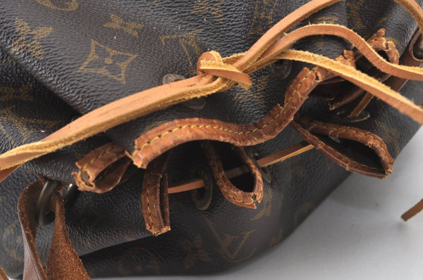 Authentic Louis Vuitton Monogram Petit Noe M42226 Shoulder Drawstring Bag K7792