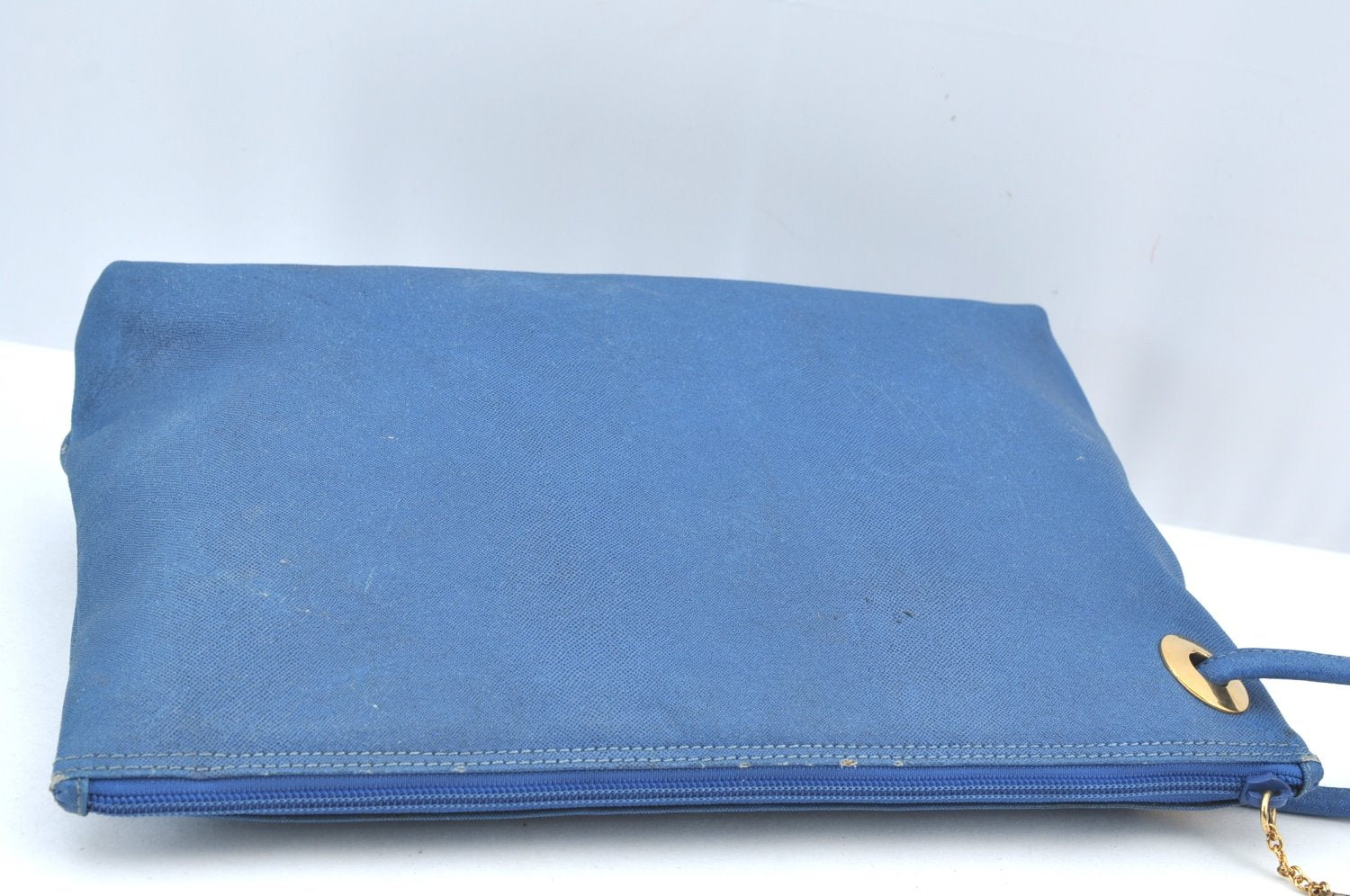 Authentic GUCCI Vintage Clutch Hand Bag Purse PVC Leather Blue K7796