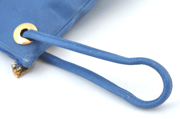 Authentic GUCCI Vintage Clutch Hand Bag Purse PVC Leather Blue K7796