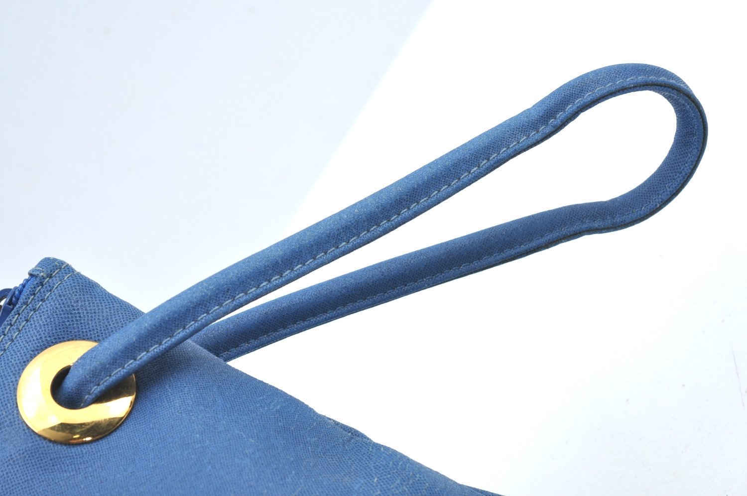 Authentic GUCCI Vintage Clutch Hand Bag Purse PVC Leather Blue K7796