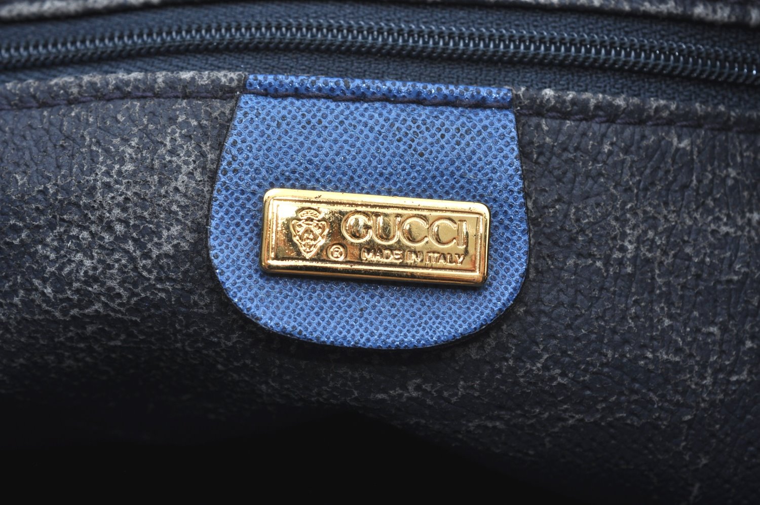 Authentic GUCCI Vintage Clutch Hand Bag Purse PVC Leather Blue K7796