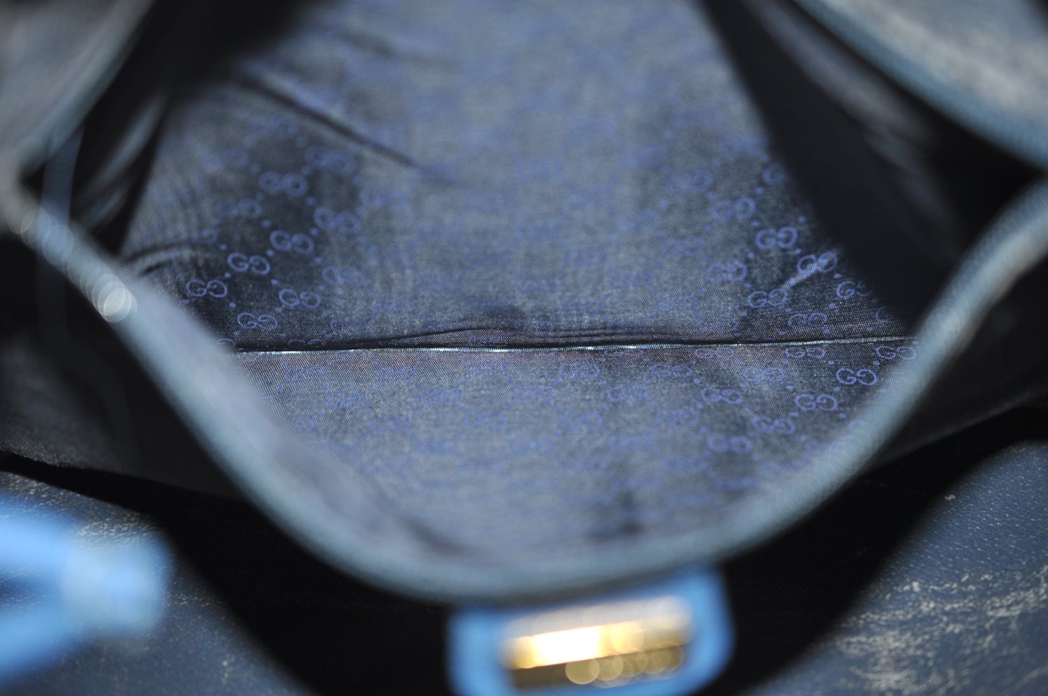 Authentic GUCCI Vintage Clutch Hand Bag Purse PVC Leather Blue K7796