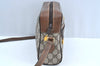 Authentic GUCCI Web Sherry Line Shoulder Bag GG PVC Leather Brown Junk K7840