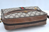 Authentic GUCCI Web Sherry Line Shoulder Bag GG PVC Leather Brown Junk K7840