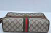 Authentic GUCCI Web Sherry Line Shoulder Bag GG PVC Leather Brown Junk K7840