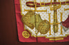 Authentic HERMES Carre 90 Scarf "SELLES A HOUSSE" Silk Bordeaux Red K7845