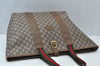 Authentic GUCCI Web Sherry Line GG Plus Tote Bag GG PVC Leather Brown K7850