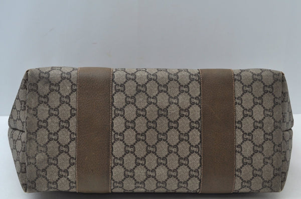 Authentic GUCCI Web Sherry Line GG Plus Tote Bag GG PVC Leather Brown K7850
