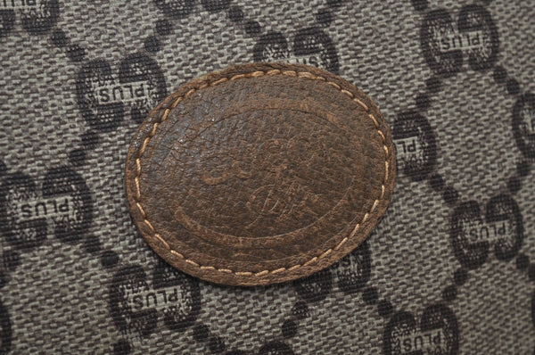 Authentic GUCCI Web Sherry Line GG Plus Tote Bag GG PVC Leather Brown K7850