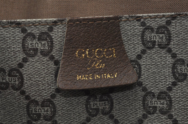 Authentic GUCCI Web Sherry Line GG Plus Tote Bag GG PVC Leather Brown K7850