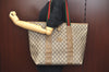 Authentic GUCCI Web Sherry Line GG Plus Tote Bag GG PVC Leather Brown K7850