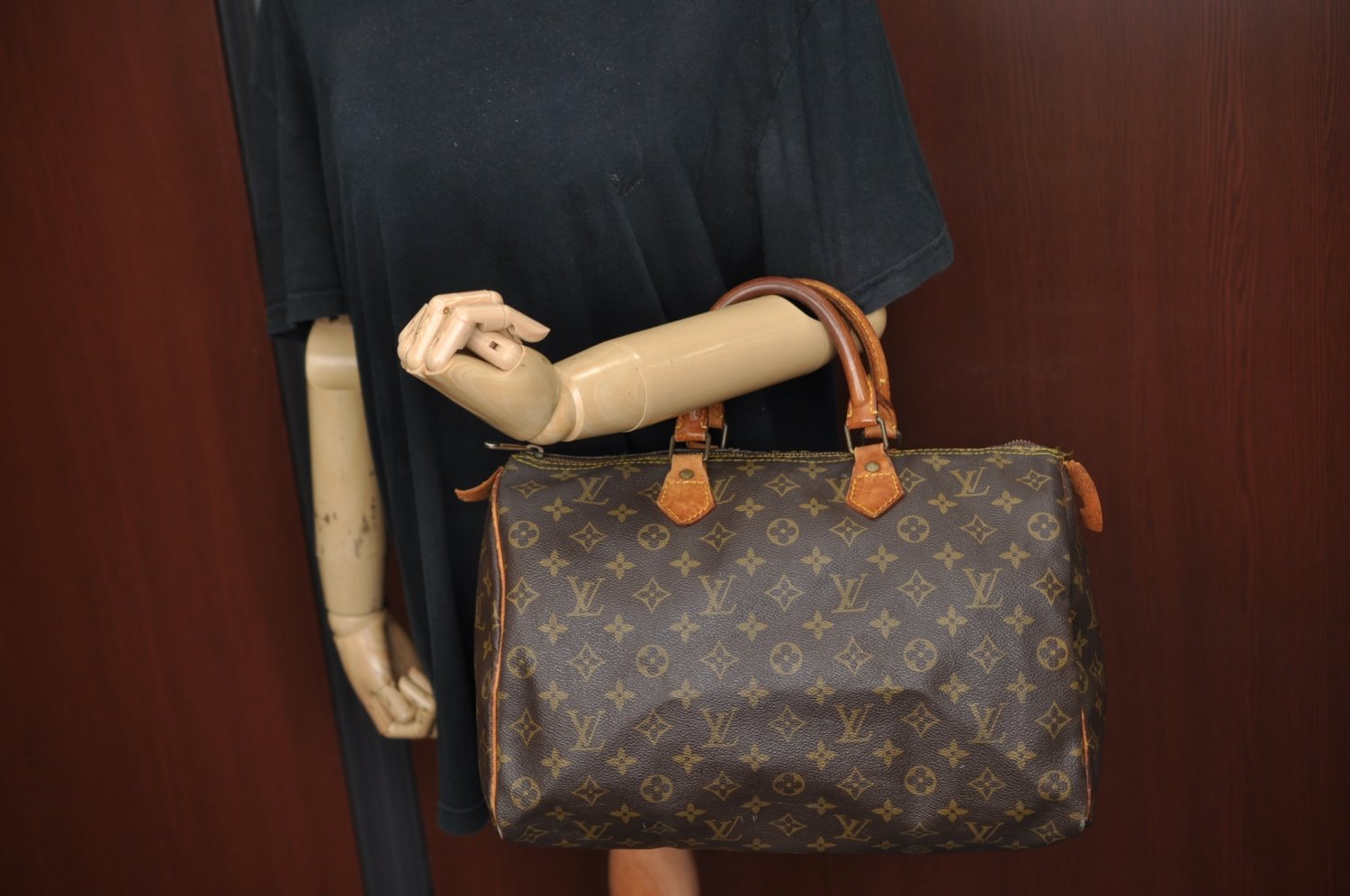 Authentic Louis Vuitton Monogram Speedy 35 Hand Boston Bag M41524 LV K7856