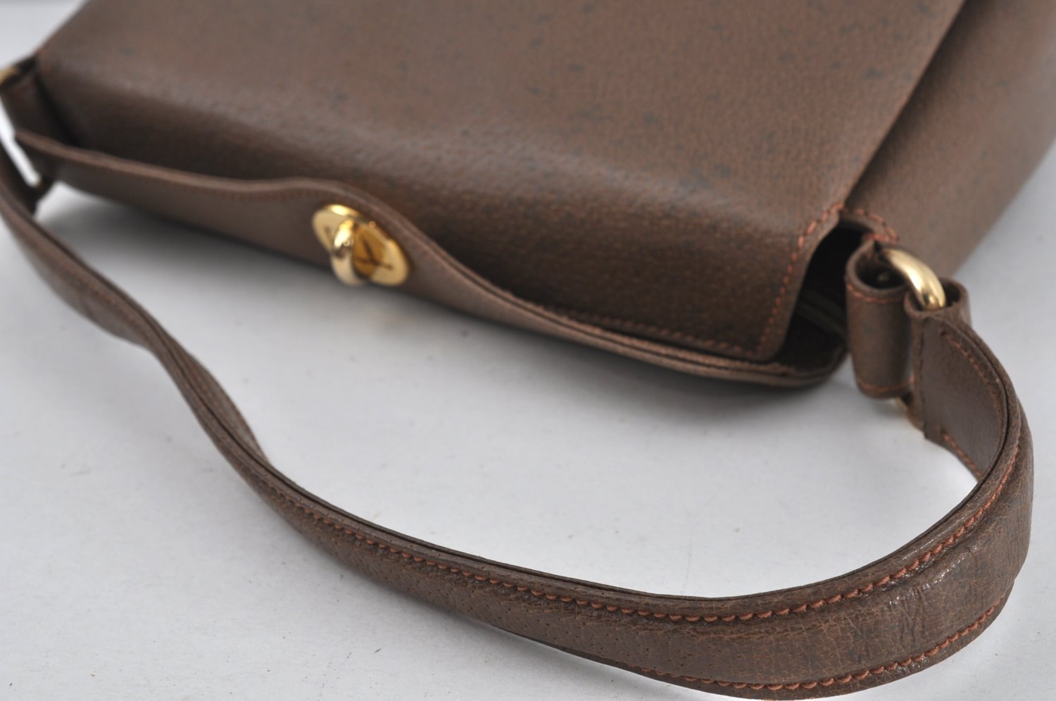 Authentic GUCCI Vintage Shoulder Hand Bag Purse Leather Brown K7878