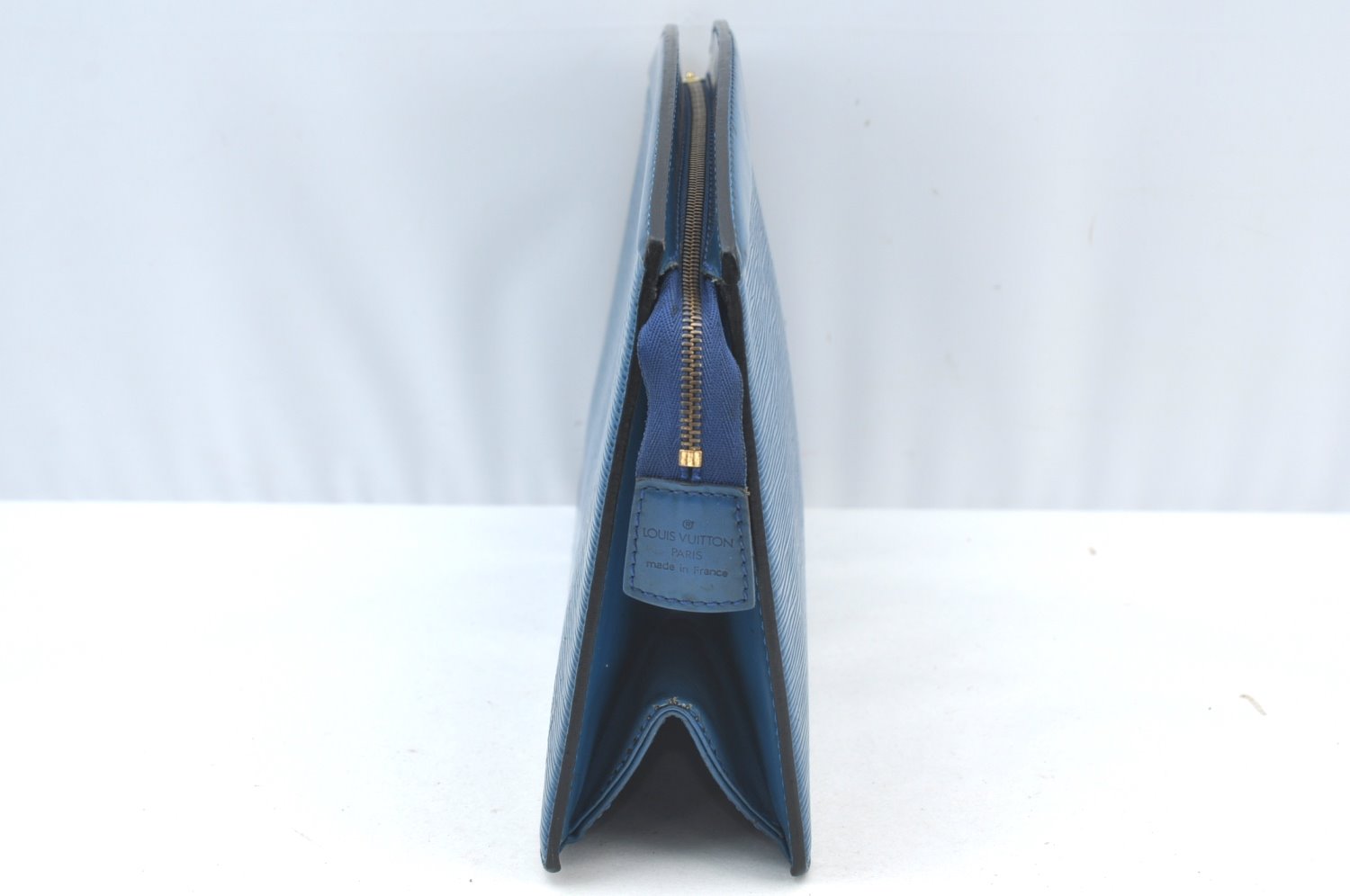 Authentic Louis Vuitton Epi Trousse Crete Clutch Bag Blue M48405 LV K7879