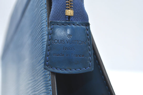 Authentic Louis Vuitton Epi Trousse Crete Clutch Bag Blue M48405 LV K7879