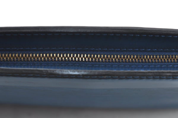 Authentic Louis Vuitton Epi Trousse Crete Clutch Bag Blue M48405 LV K7879