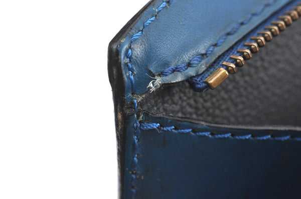 Authentic Louis Vuitton Epi Trousse Crete Clutch Bag Blue M48405 LV K7879