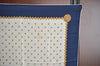 Authentic CHANEL Vintage Scarf Jewel Motif CC Logo Silk White Navy Blue K7895