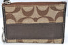 Authentic COACH Vintage Signature Coin Case Purse Canvas Leather Brown K7918