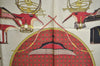 Authentic HERMES Carre 90 Scarf "LES VOITURES A TRANSFORMATION" Silk Red K7921