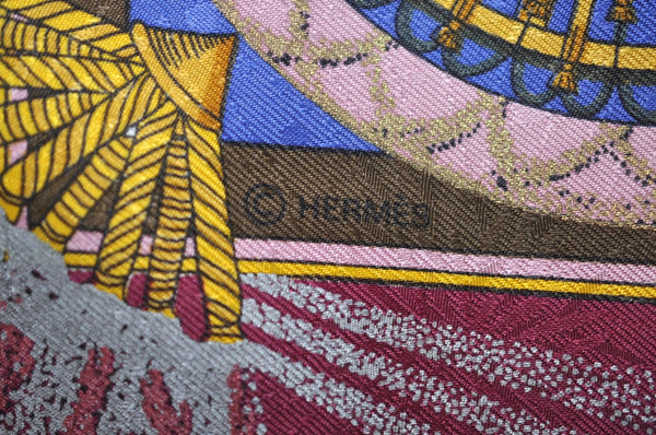 Authentic HERMES Carre 90 Scarf "FEUX D'ARTIFICE" Silk Purple K7929