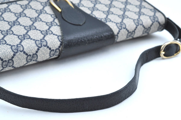 Authentic GUCCI 2Way Shoulder Clutch Hand Bag Purse GG PVC Leather Navy K7942