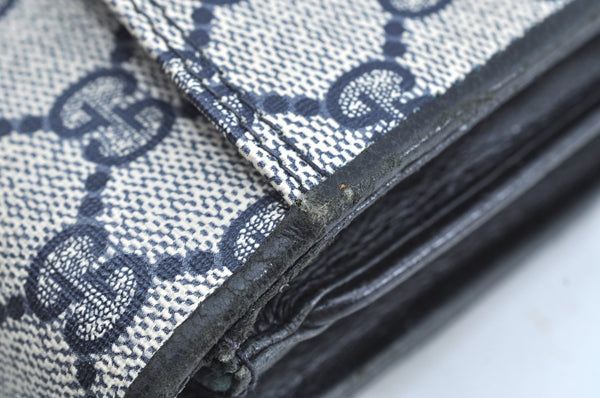 Authentic GUCCI 2Way Shoulder Clutch Hand Bag Purse GG PVC Leather Navy K7942