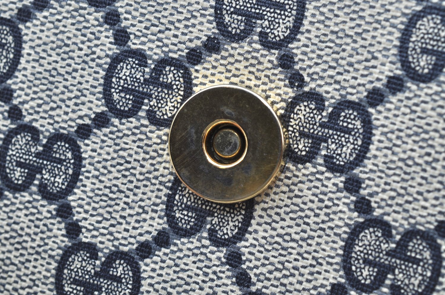 Authentic GUCCI 2Way Shoulder Clutch Hand Bag Purse GG PVC Leather Navy K7942