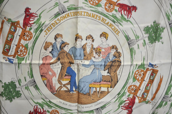 Authentic HERMES Carre 90 Scarf "JEU DES OMNIBUS ET DAMES" Silk Black K7960