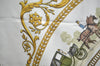 Authentic HERMES Carre 90 Scarf "LA PROMENADE DE LONGCHAMPS" Silk White K7961