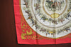 Authentic HERMES Carre 90 Scarf "LA PROMENADE DE LONGCHAMPS" Silk Red K7962