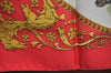 Authentic HERMES Carre 90 Scarf "LA PROMENADE DE LONGCHAMPS" Silk Red K7962