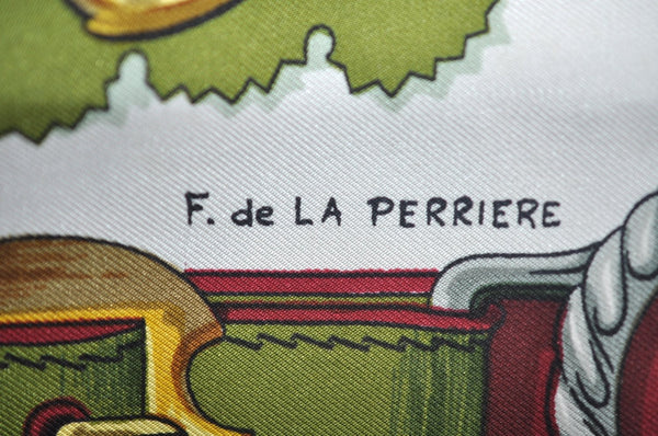 Authentic HERMES Carre 90 Scarf "Cuivreries" Silk Bordeaux Red K7963