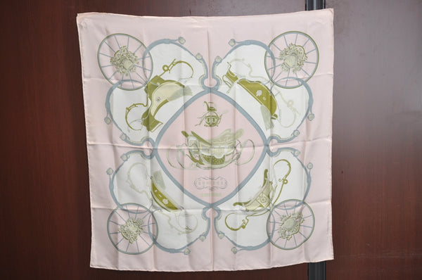 Authentic HERMES Carre 90 Scarf "SPRINGS " Silk Pink K7966